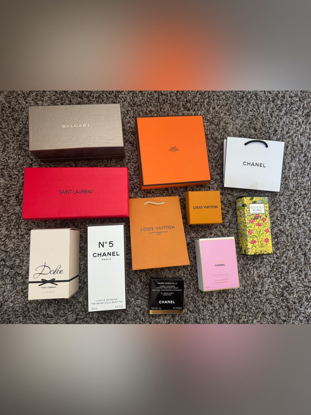 Luxury Designer Empty Box Lot Chanel Louis Vuitton Hermès YSL Bvlgari Gucci